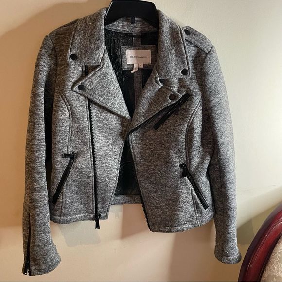 BCBGeneration Heathered Knit Moto Jacket Blazer- Size Small - Picture 1 of 8